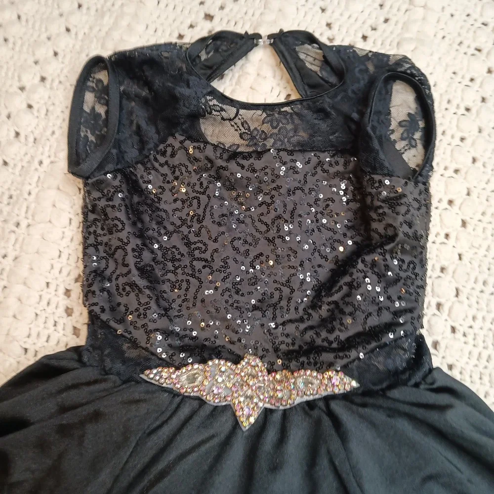 Weissman Dance‎ Costume IC Black Rhinestone Leotard Recital Competition Sequin